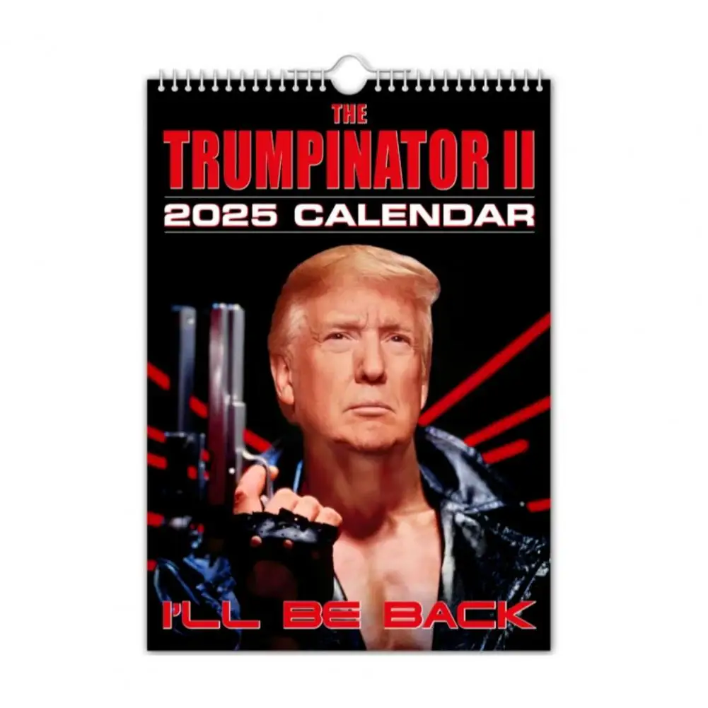 Calendario de pared 2025 Tarjeta premium Calendario de pared Trumpinator 2025 Planificador de 12 meses para organización de la oficina en el hogar Diseño caprichoso