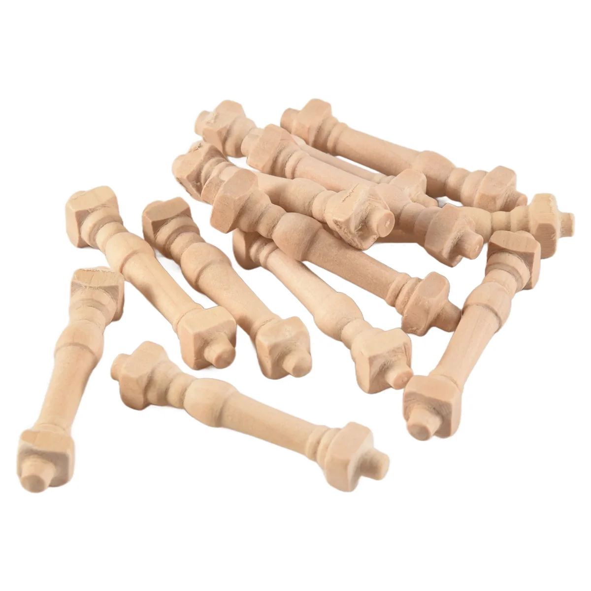 12Pcs DIY Spindles Balusters Wooden Miniature 1/12 Scale Stair Railing Decoration Toys