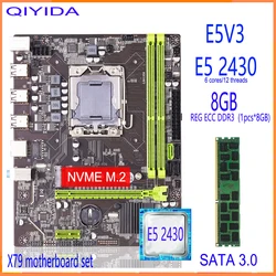Qiyida X79 motherboard Set with LGA 1356 Xeon E5 2430 CPU 8GB DDR3 REG ECC Memory Ram SATA USB2.0 M.2