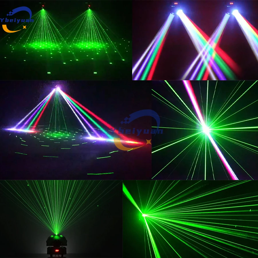 Imagem -02 - Discoteca Palco Rotativo Laser Mais Feixe Rgb Laser Estroboscópico Dmx512 Projetor de Luz Áudio Música Casamento Natal Dia das Bruxas Novo dj