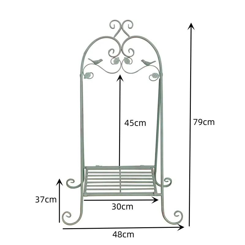 Vintage-Style Wrought Iron Climbing Plant Stand, Simple Foldable Floor-Standing Decorative Plant Rack for Garden and Balcony, Storage Shelf