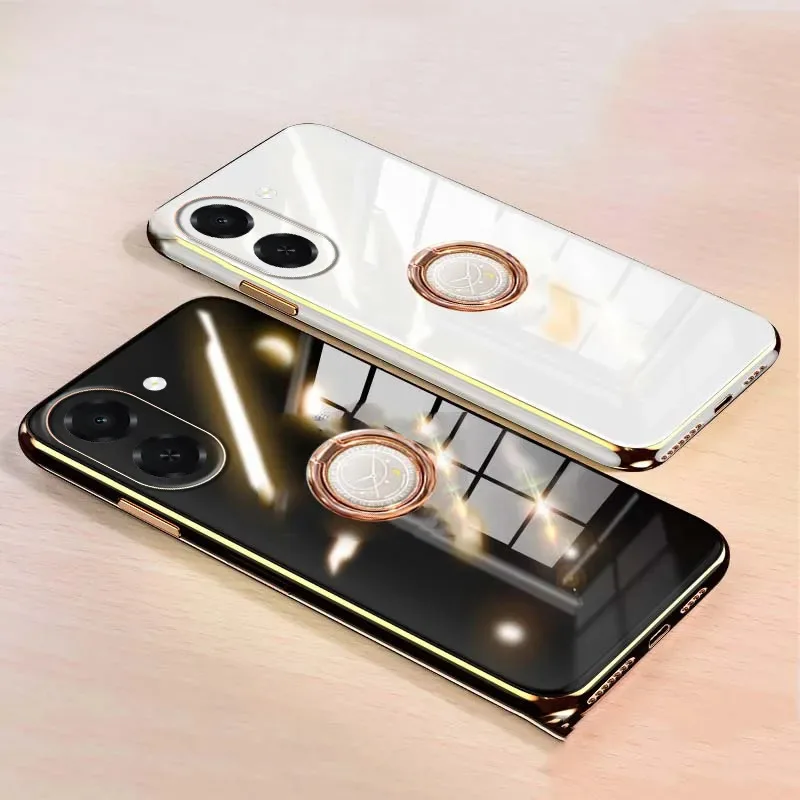 Skinlee Case For Honor X7E X7D With Ring Solid Color Electroplate Bezel Soft Shell For Honor X7E X7D Cover