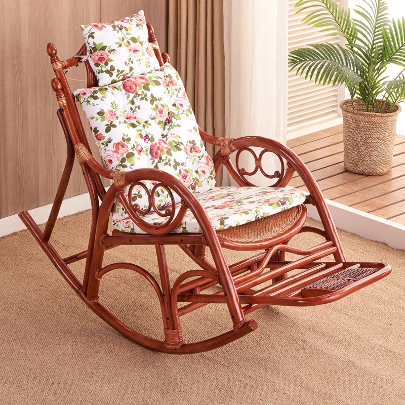 Indonesia's natural rattan rocking chairs, loungers, adult leisure chairs, balcony bamboo rattan chairs.