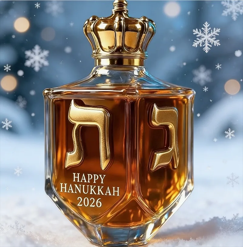 2026 Hanukkah Dreidel Shape Glass Whiskey Decanter with Crown Lid,  Hanukkah Gift for Whiskey Lovers,