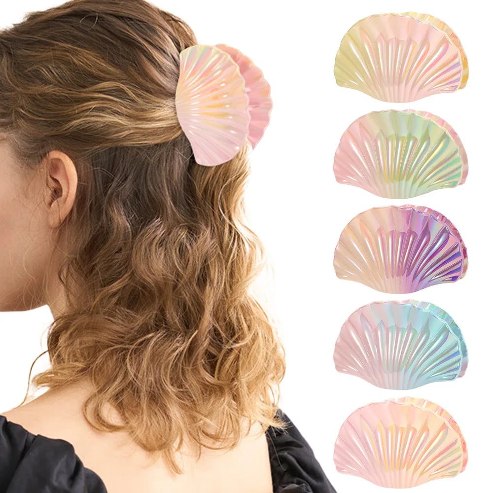 

New Colorful Gradient Shell Hair Claw Summer Ocean Beach Fashion Hair Clip for Women Trendy Mermaid-Inspired Hair Accessories