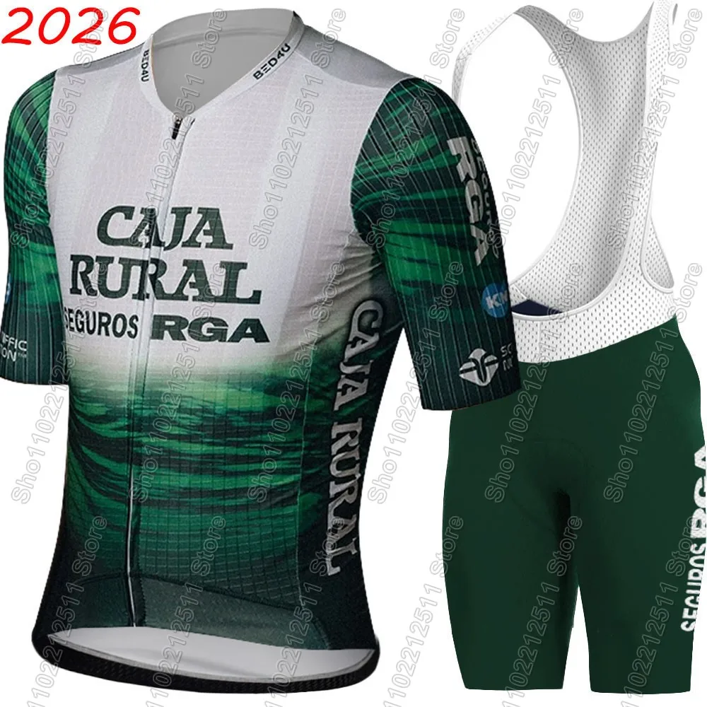 

Caja Rural Team 2026 Cycling Jersey Set Spain Bicycle Green Clothing Road Bike Shirts Suit Bicycle Bib Shorts MTB Ropa Maillot