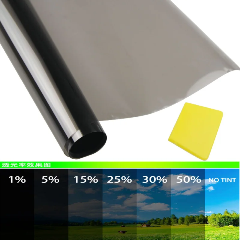 1 Roll 50cm X 3m 1/5/15/25/35 Percent VLT Window Tint Film Glass Sticker Sun Shade Film for Car UV Protector Foils Sticker Films