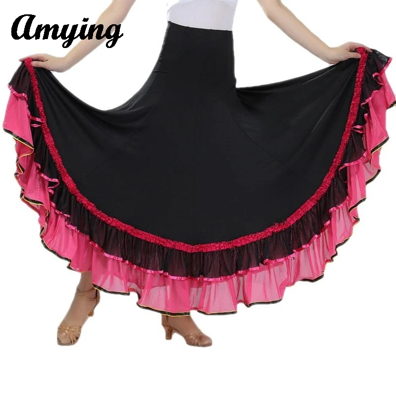 Damska półspódnica do tańca nowoczesnego Waltz National Standard Dance Large Swing Skirt Długa spódnica Square Dance Performance Dress New