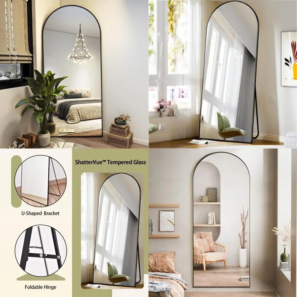 

Arched Full Length Floor Mirror with Stand for Hanging or Leaning, Aluminum Frame Wall Mirror for Home and Dressing Room