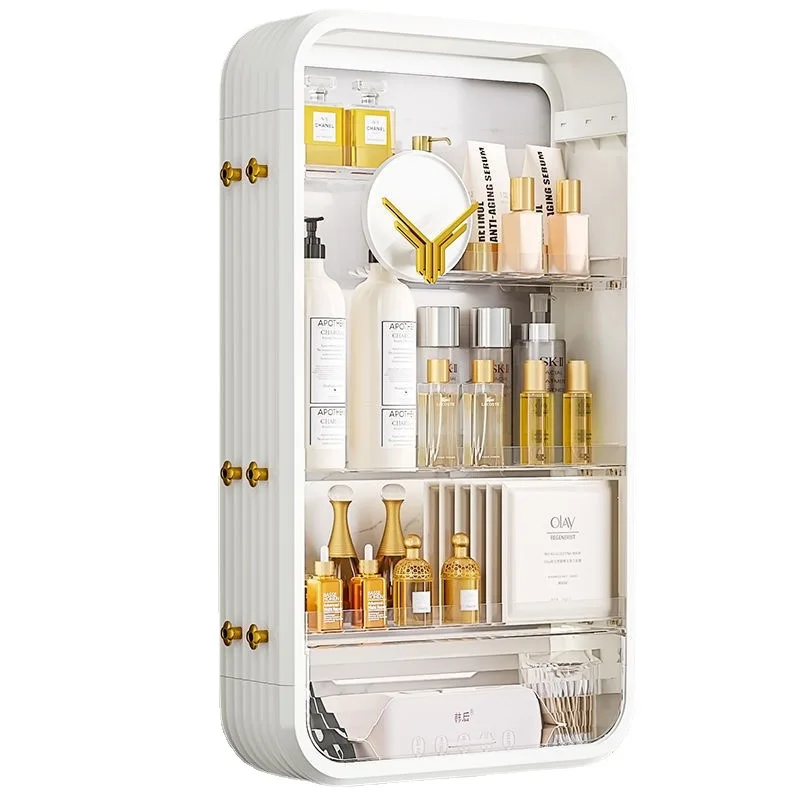 

Bathroom Storage Cabinet Affordable Luxury Style Wall-Mounted Cosmetics Household Storage Rack Punch-Free Bathroom Skin Care