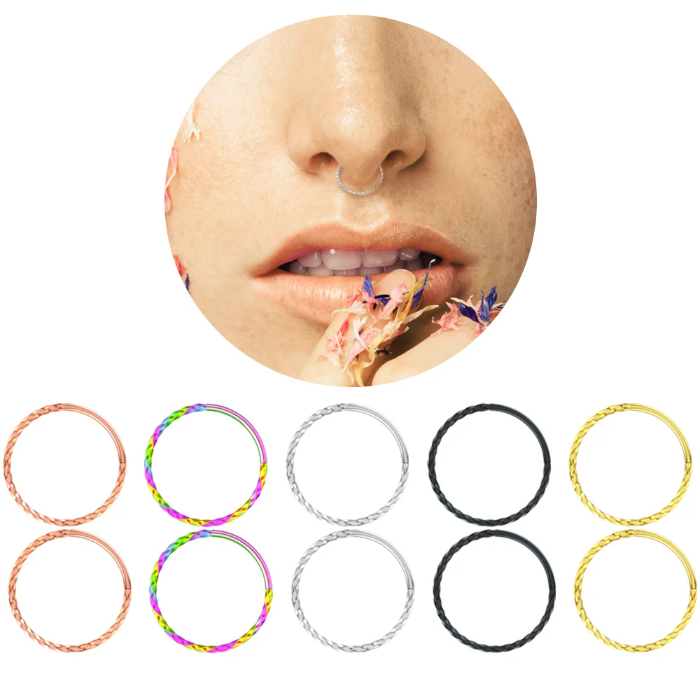 1 Stück 16g Helix Knorpel Daith Twist Hoop Piercing Ohrring Hoop Klappbarer Segment Clicker Ring Nasen-Septum-Piercing für Frauen und Männer