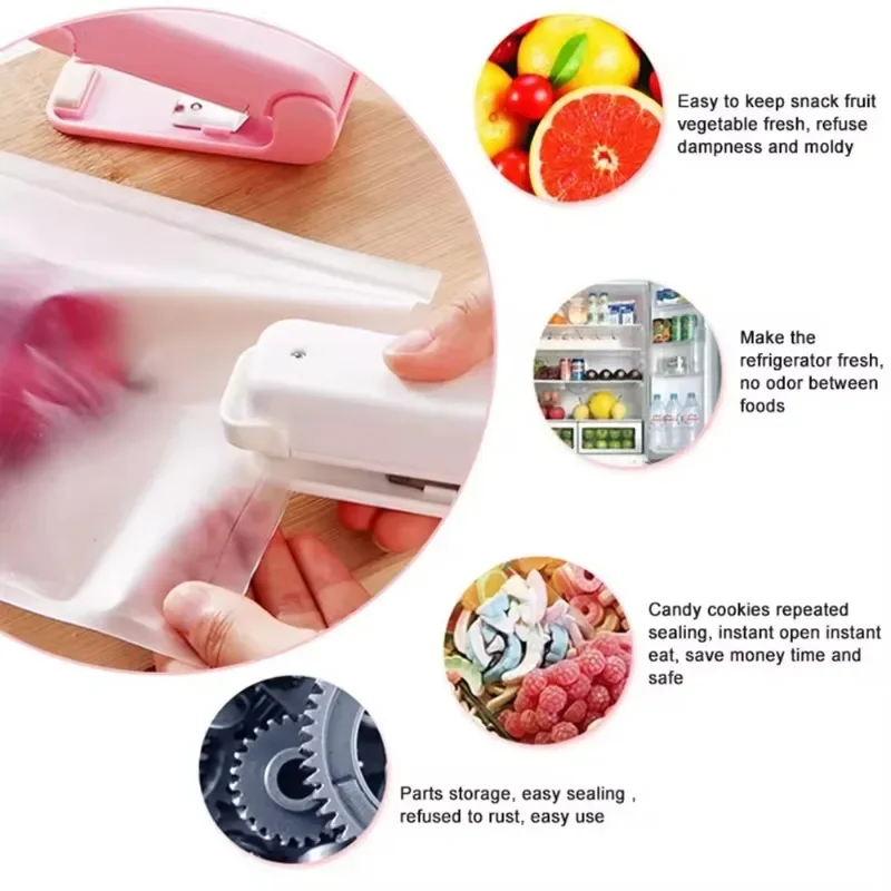 

1PCS Mini Heat Bag Sealing Machine Handhold Bags Package Sealer Thermal Plastic Food Bag Portable Sealer Packing Kitchen