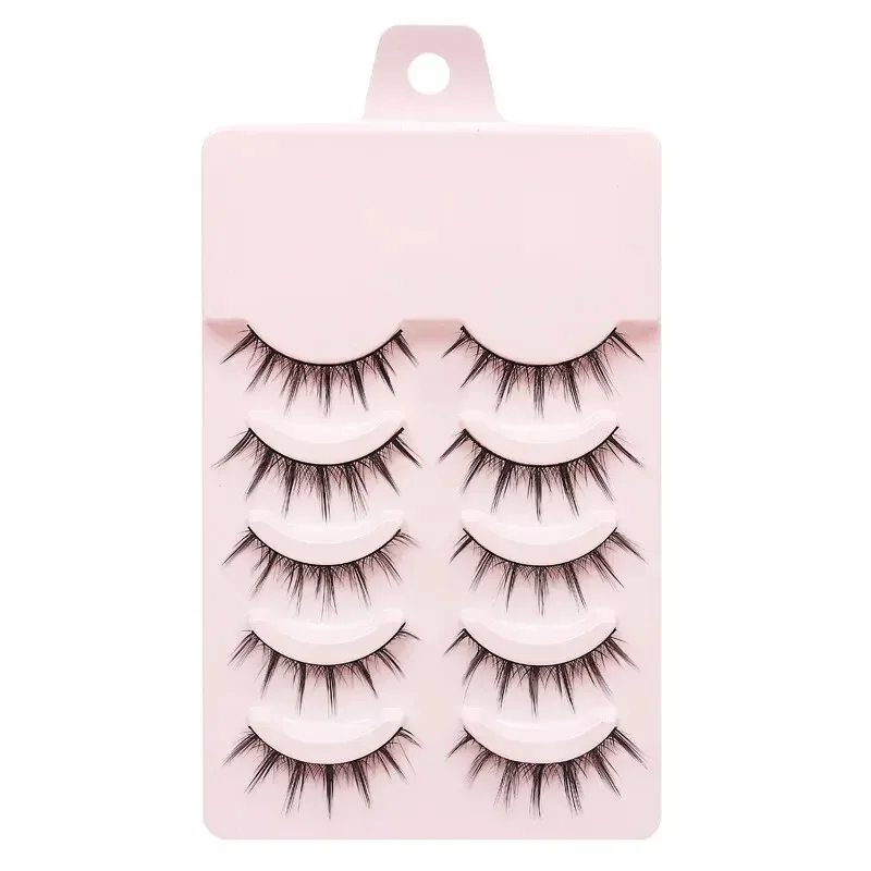 5ペア リトルデビルつけまつげ ナチュラルフェイクまつげ ふわふわソフト デイリーCOS フルストリップまつげ バンド