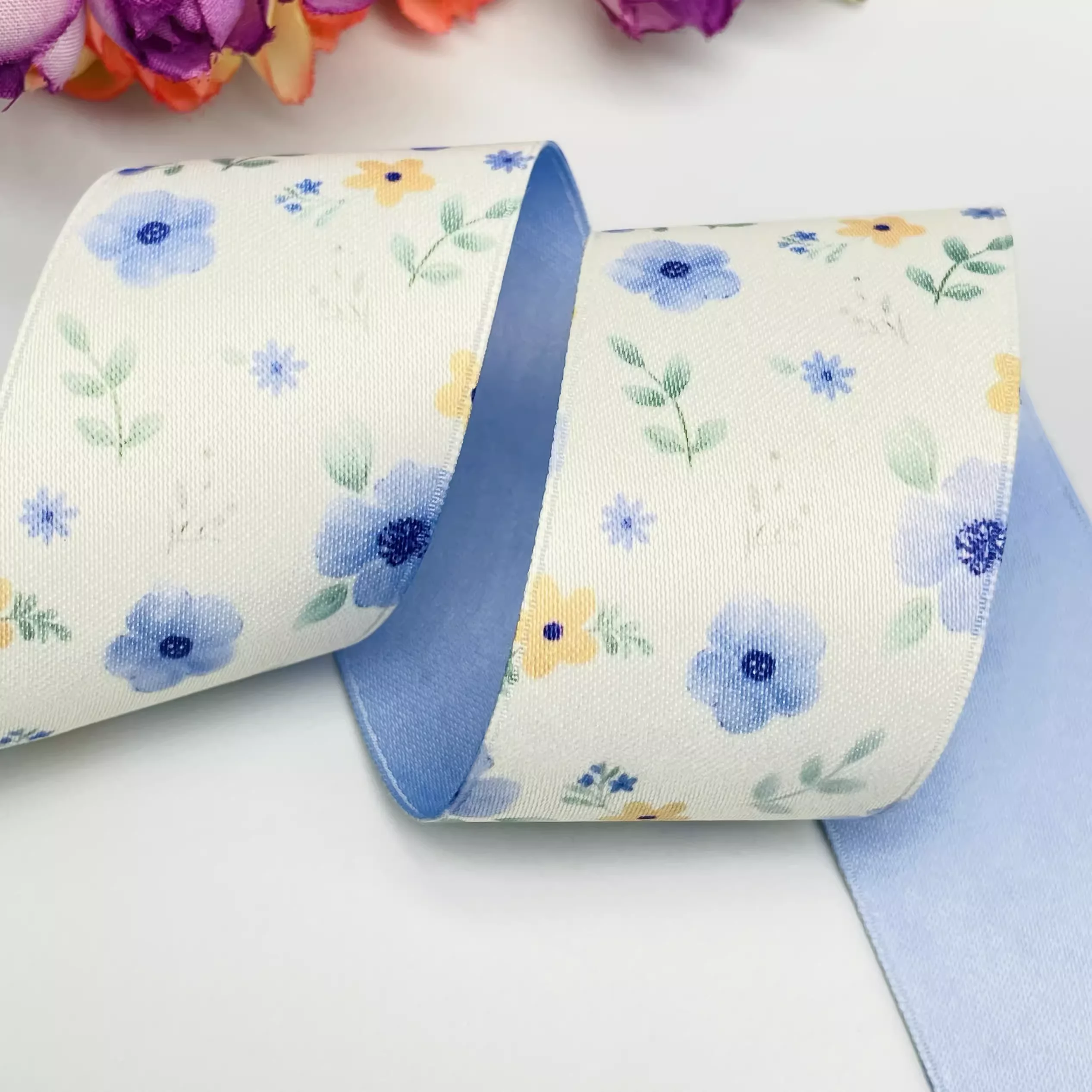 40mm AB face flower 5Yards ribbon DIY handmade material Headwear for hair bows clothing shoesaccessories 24062801