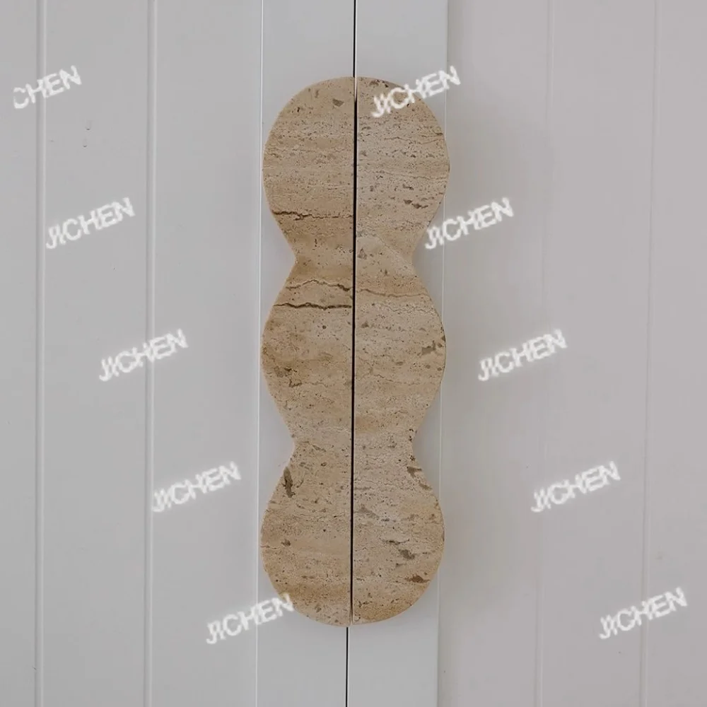 

JC 100% Natural Stone Luxury Wave Door Handles Hand Carved Door Handles Marble Cabinet Handles Elegant Vintage Home Decor