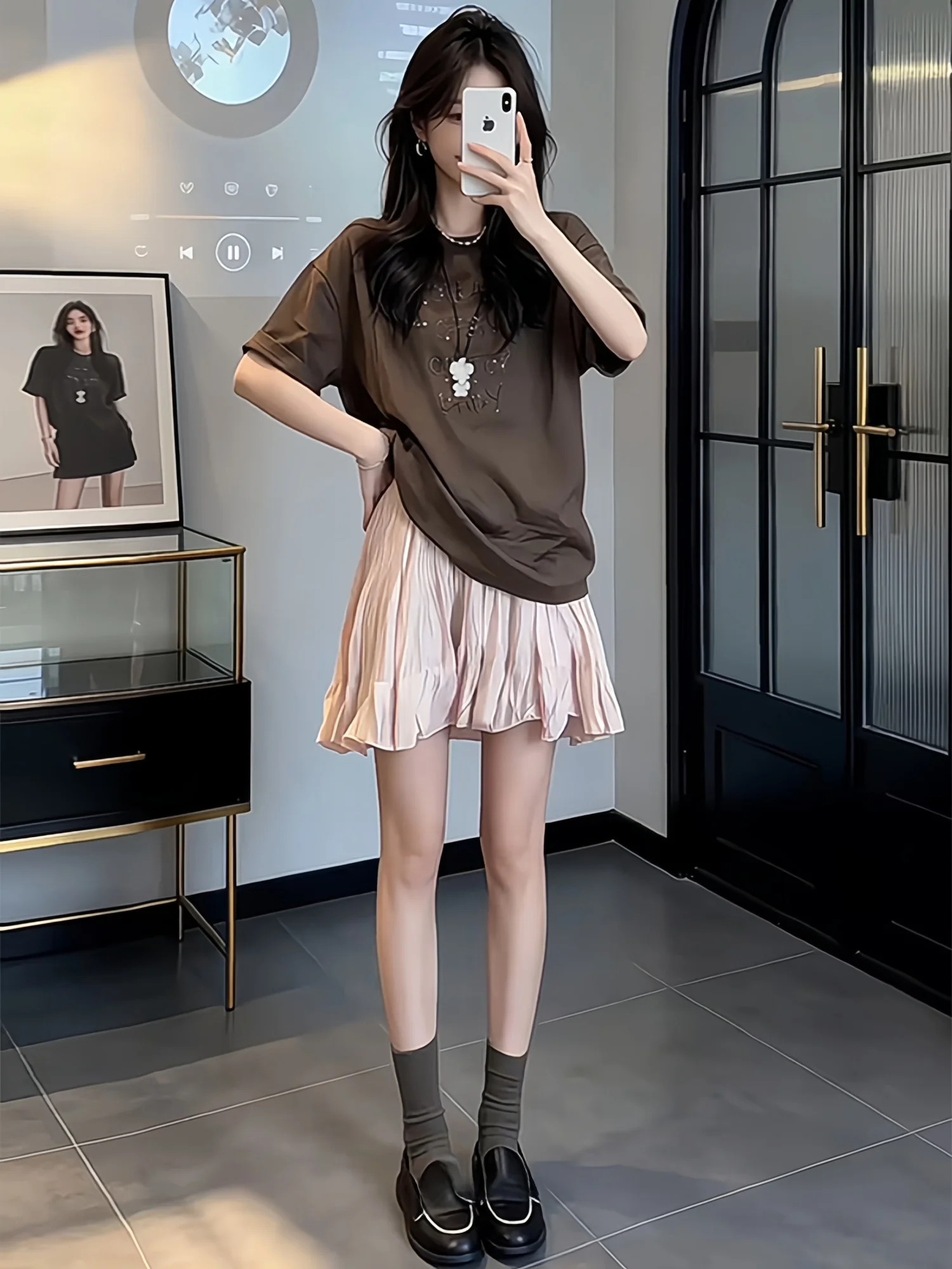 

Summer New Women's Loose Lazy Style round Neck Short Sleeve T-Shirt Half Skirt Two-Piece Set Casual Fashion Breathable