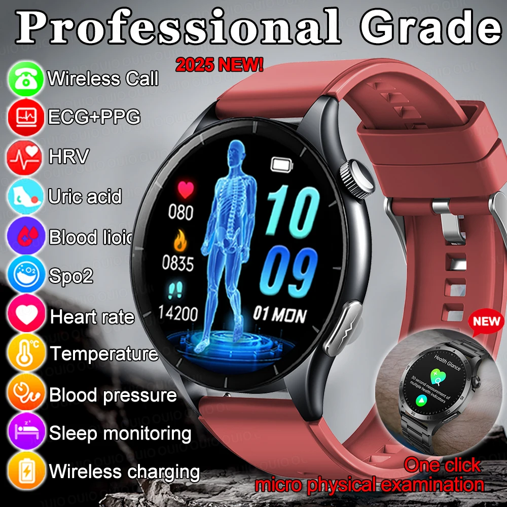 

New Health Analysis ECG+PPG Smart Watch Body Fat Uric Acid Blood Pressure Heart Rate Tracker NFC Smartwatch For Android IOS
