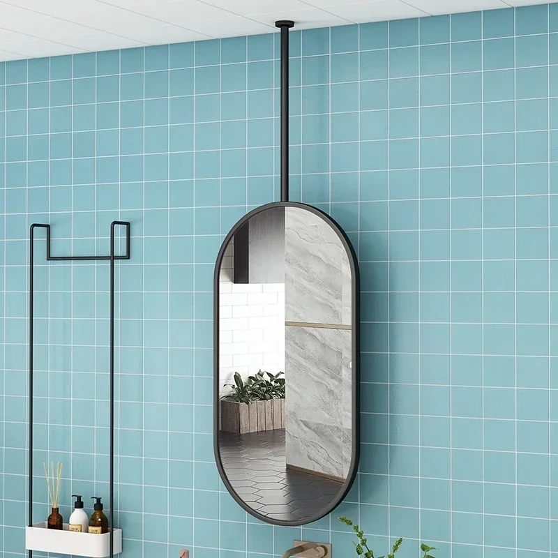 Single Pole Oval Hanging Mirror Hotel Homestay Toilet Bathroom Mirror Bathroom Wall Hanging Espejos Decorativos Home Decor