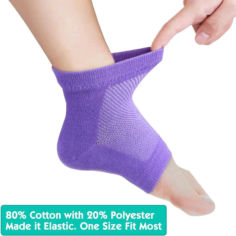 Calcetines para el talón, cuidado de la piel de los pies, Gel hidratante de silicona colorido, protectores de reparación de talón seco agrietado, almohadillas de inserción para fascitis Plantar