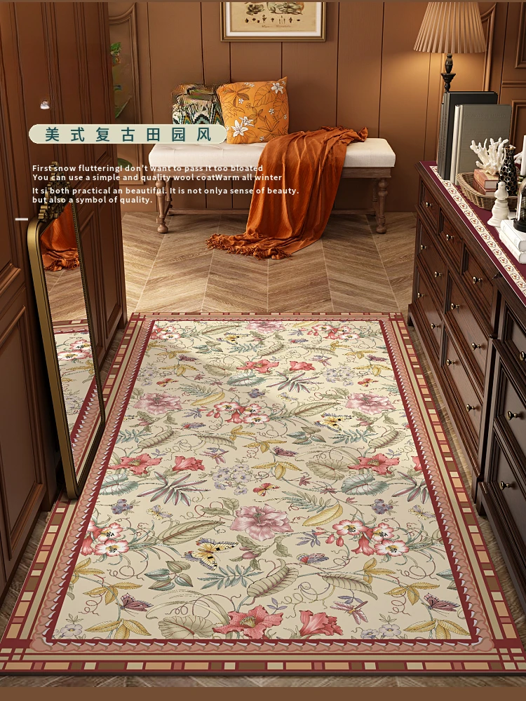 American-style entrance door mat, rustic, pastoral, retro, high-quality, entrance carpet, leather, non-slip hallway mat