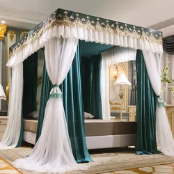 Luxury Double-deck Romantic White Lace Shading Princess Bed Mantle Princess Style Floor-standing mosquito net Bedroom Decoration