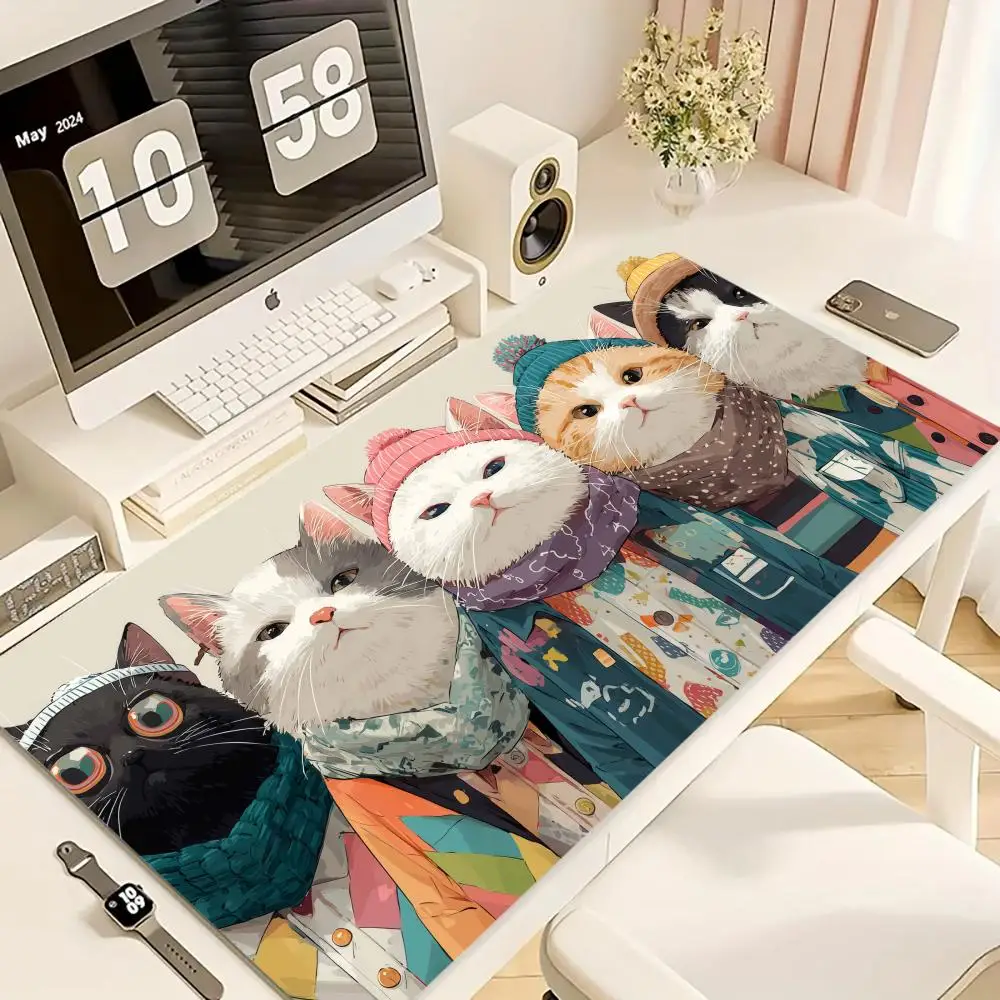 

Модный коврик для мыши с изображением кота XXL, компьютерные аксессуары, офисные игровые настольные коврики, резиновые противоскользящие коврики для игровой клавиатуры, коврики для мыши, настольные коврики 40X90