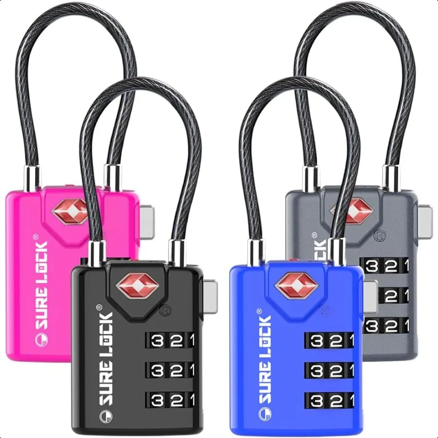 

TSA Compatible Travel Lage Locks Inspection Indicator Easy Read Dials TSA Appd with Zinc Alloy Four Colour