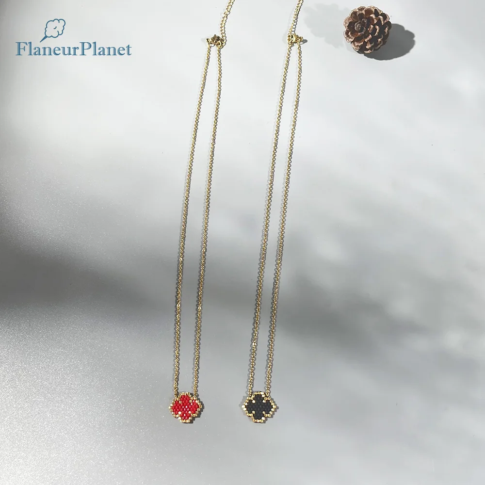 FlaneurPlanet Fashion Women Clover Jewelry Lucky Four Leaf Clover Necklace Stainless Steel Handmade image 2
