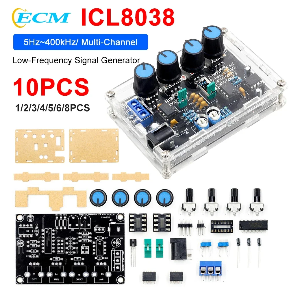 ICL8038 Signal Generator DIY Kit Output 5Hz~400kHz Adjustable Low-Frequency Amplitude Sine Triangle Square Sawtooth DC 12V~15V