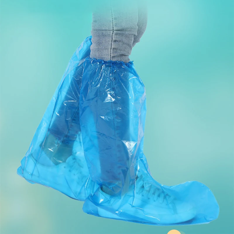 Tampas De Sapato De Chuva Descartáveis Impermeável Durável, Bota De Alto-Top, Prevenção Da Poluição, Material PE Antiderrapante, 10 Pares