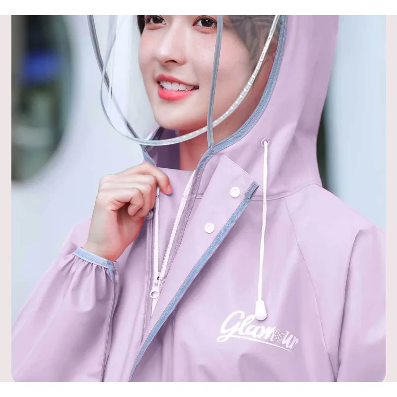 Chubasquero Poncho impermeable para adulto de una sola pieza a prueba de lluvia de cuerpo completo largo para mujer