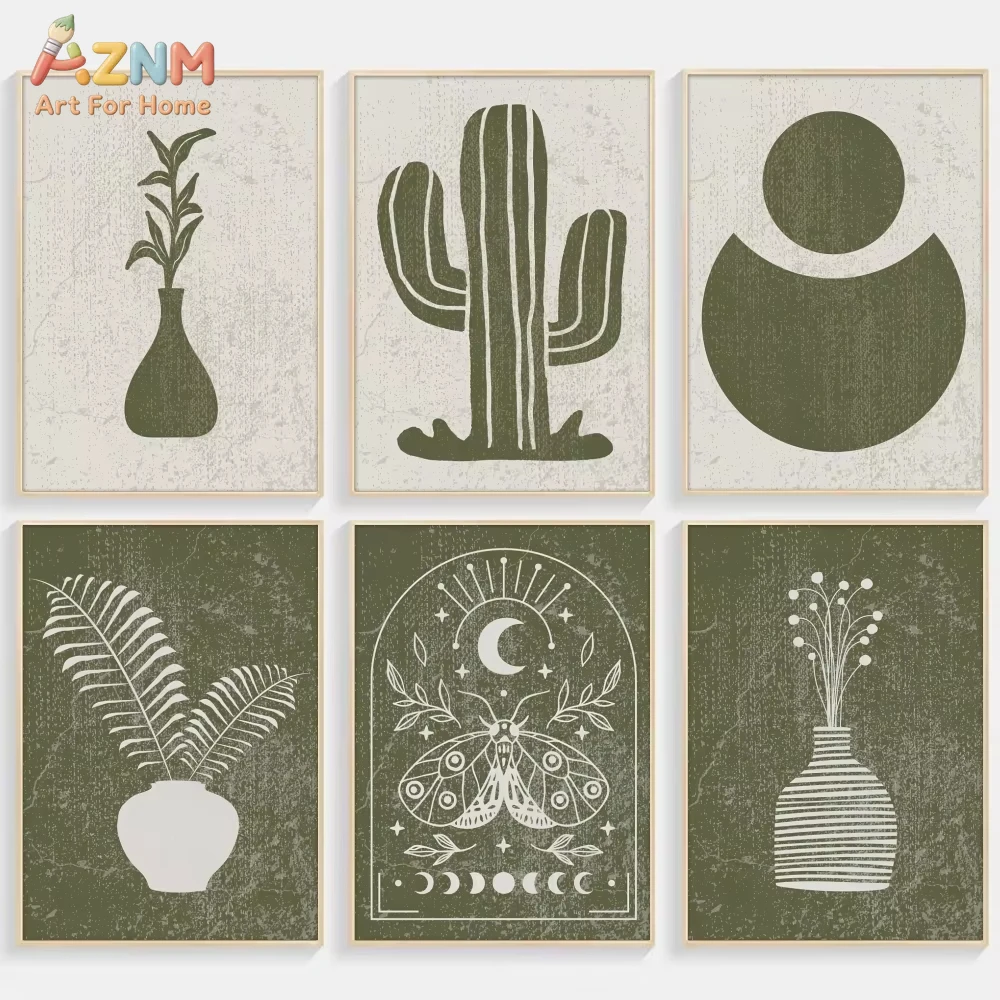 

1pc Abstract Green Art Painting Calligraphy Pictures Room Home Bedroom Interior Wall Decoration Canvas Poster Art