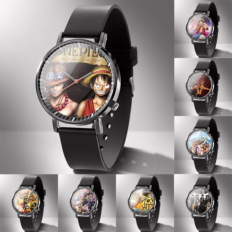 One Piece Watch Luffy Roronoa Zoro Wristwatch Leather Printing Watch Cartoon Quartz Electronic Watch Toy Kid Birthday Party Gift