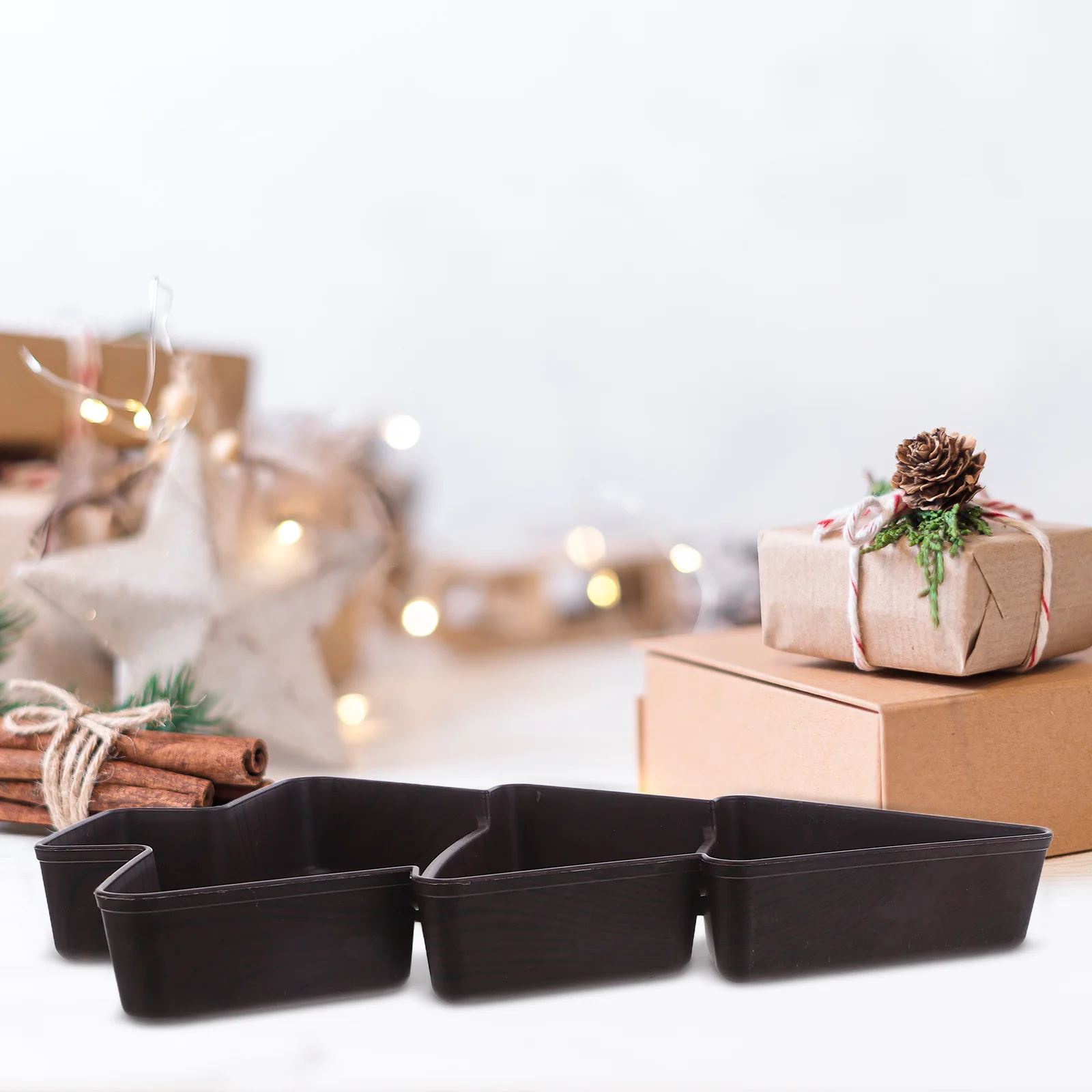 

Christmas Tree Snack Platter Divided Plastic Serving Tray Holiday Charcuterie Board Candy Nut Dish Fruit Plate Table