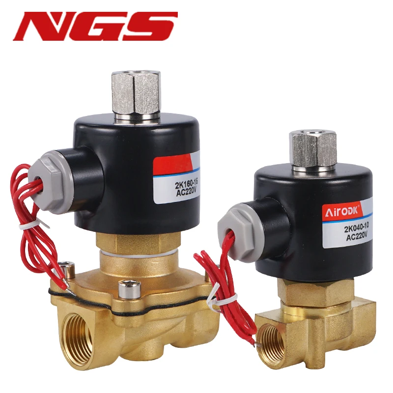 2K/2W025 220V 110V 24V 12V Normally Open (NO) Brass Electric Solenoid Valve For Water Air Oil 1/4 3/8 1/2 2W160-15K 2W040-10K