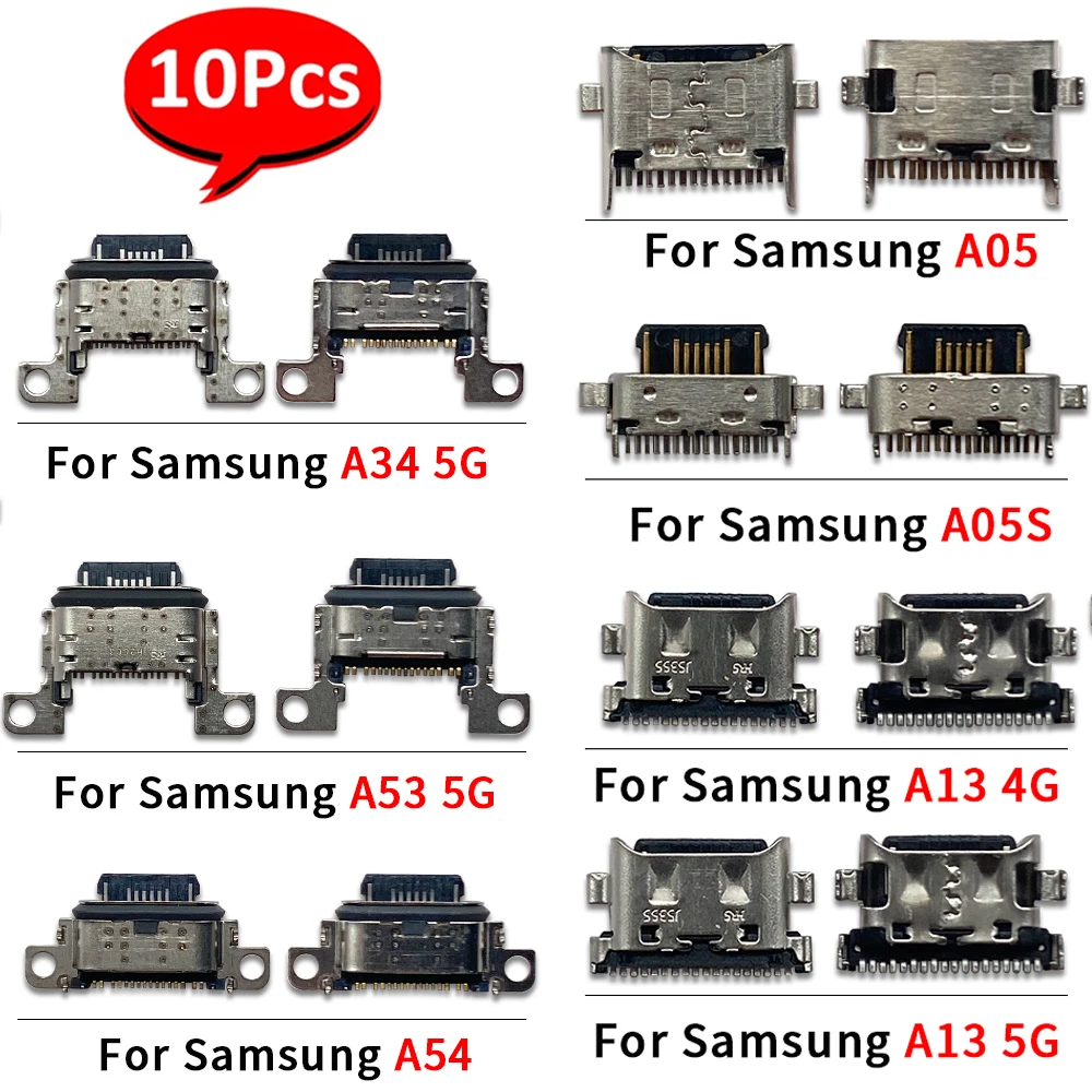 

10Pcs，USB Charging Port Connector Charge Jack Socket Plug Dock For Samsung A04E A04S A05 A05S A13 4G A13 5G A14 A145P A146B A20E