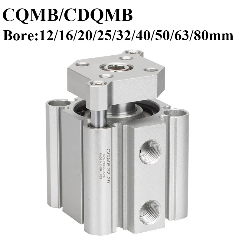 

CDQMB CQMB12 CQMB16 CQMB20 CQMB25 CQMB32 CQMB40 50 63 80 100 Stroke 5 to 100mm Compact Guide Rod Air Pneumatic CQM Cylinder