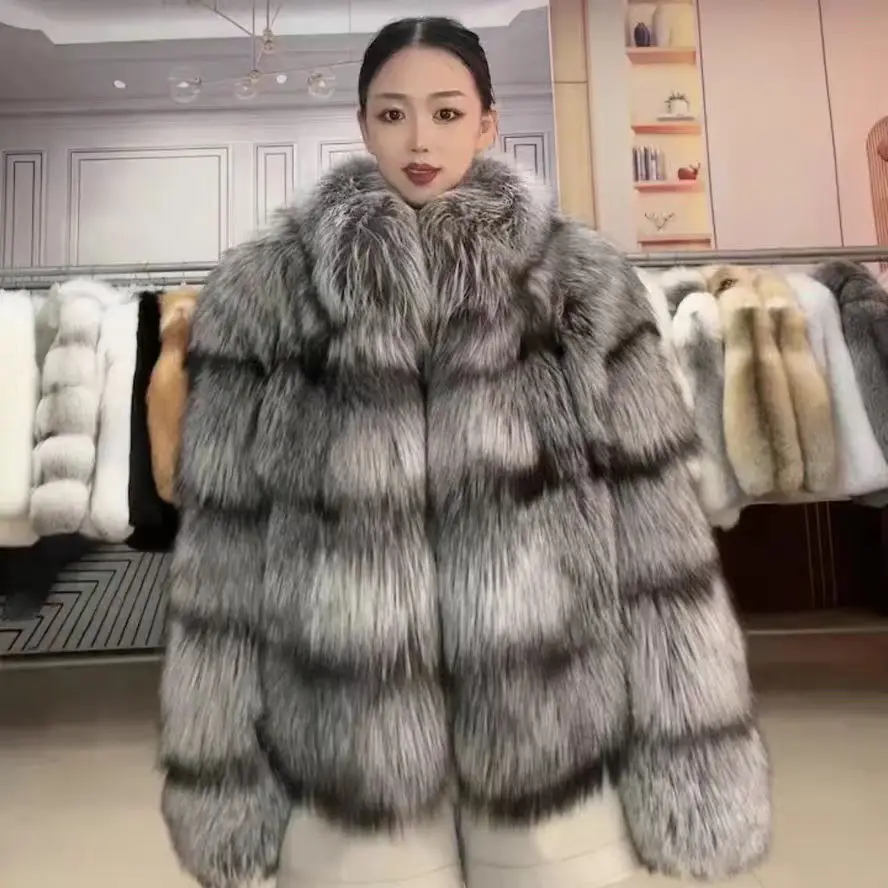 Fox King Coat Silver Fox Coat White Fox Coat Real Fox Women\'s Fur Women\'s Clothing Whole Fox Skin Production Women\'s Fur Coat Fu