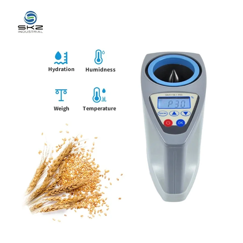 

SKZ111B-1 PRO Rapid 33-Kind Grain Moisture Analyzer Meter LCD Display for Moisture Testing Coffee Beans Cocoa Beans Corn Maize