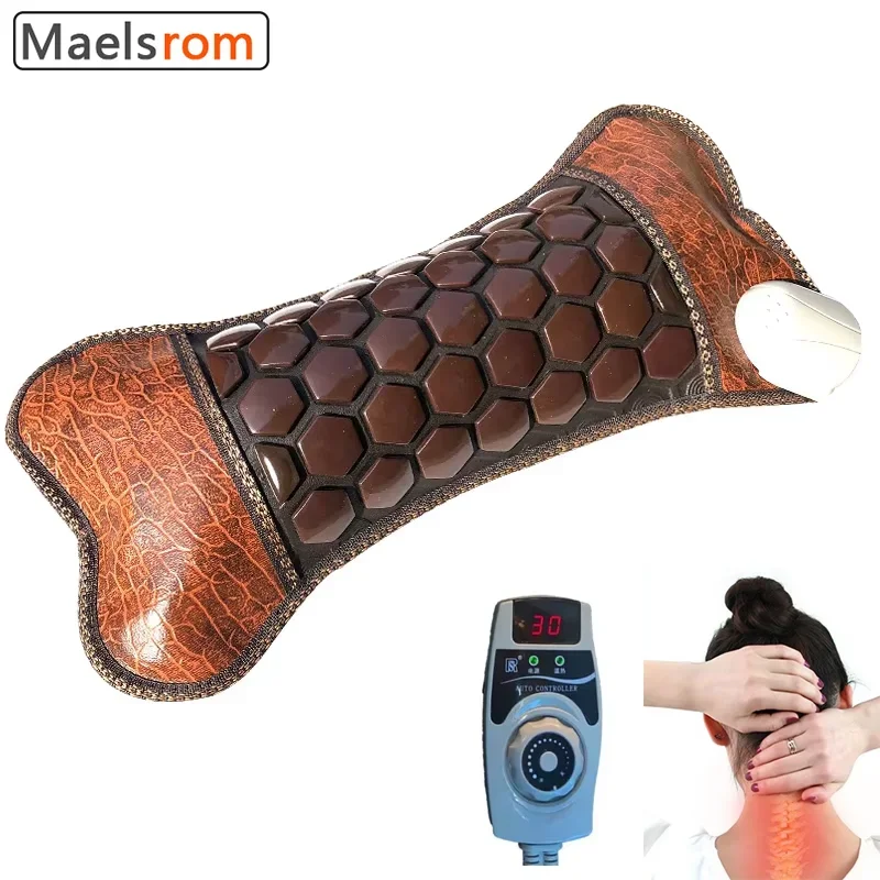 Electric Jade Heating Pillow Natural Tourmaline Neck Massager Relieve Insomnia Germanium Stone Jade Cervical Pillow