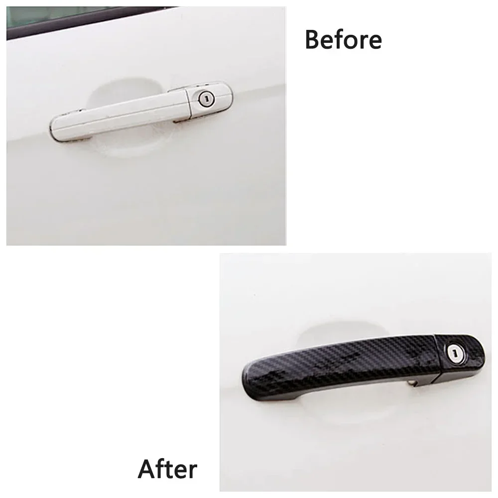 For Ford Focus 2005 2006-2018 Carbon Fiber Printed Side Door Handle Cover Bowl Cup Cavity Cover Moulding Trim Frame Bezel