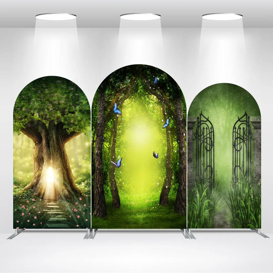 

LS Watercolor Pine Forest Arch Cover Backdrop Woodland Tree Chiara Wall Background Rustic Wedding Outdoor Themed Photozone