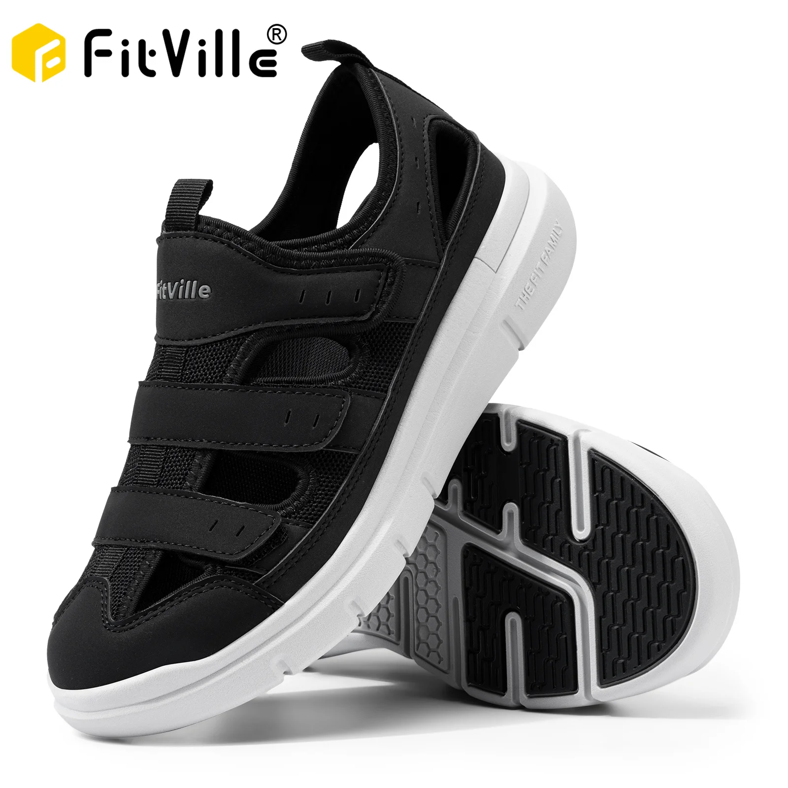 

FitVille Men's Sandals Widened Diabetes Shoes Mens Casual Shoes Lightweight for Plantar Fasciitis Arch support Relief Pain
