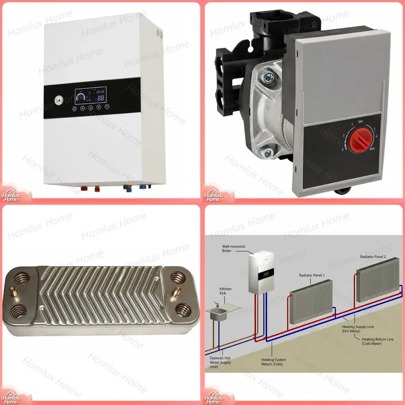 36 kW Wall Mounted Boiler Water Heater for Floor Heating Touch Screen Control High Energy Efficiency Level Home