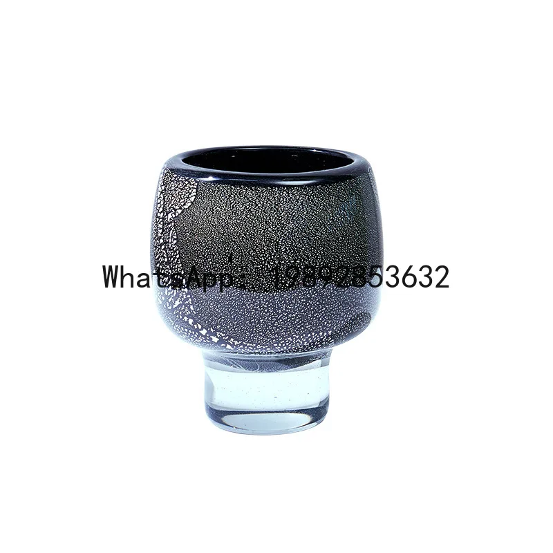 

PYJ High Crystal Bottom Light Luxury Silver Foil Glazed Vase Ceramic Floral Ornament Holiday Decoration