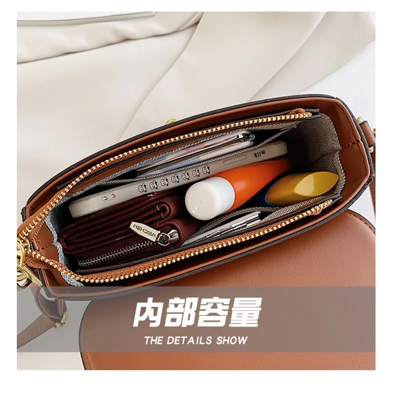Women Bag 2023 Hot New Fashion Retro Crossbody Bag Luxury Women\'s Bag Saddle Bag Wide Shoulder Strap Single Shoulder Bag Totes