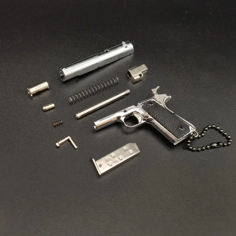 1:3 โลหะทอง M1911 Colt ของเล่นโลหะผสมปืนประดิษฐ์ MINI พวงกุญแจดูจริงคอลเลกชัน PROP วันเกิดแขวนของขวัญ