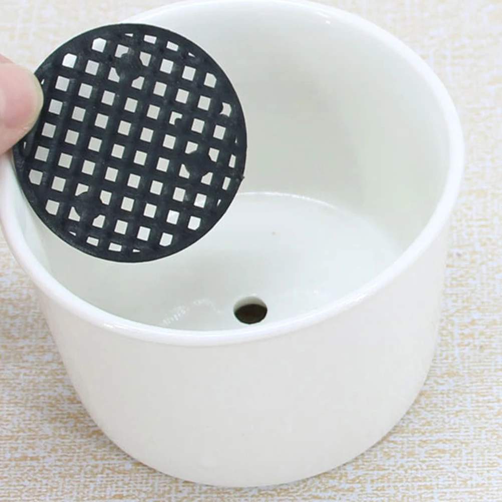 

200 Pcs Planter Hole Mesh Pad Plastic Lightweight Reusable Flowerpot Bottom Grid Mat Prevent Soil Leaking Bonsai Accessory