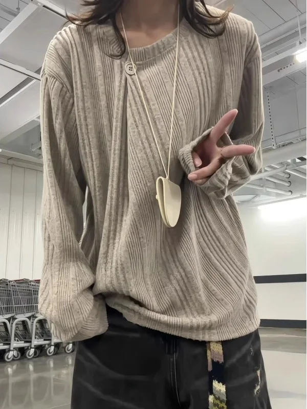 

Новая мужская трикотажная толстовка с длинным рукавом CleanFit Lazy Style, базовая футболка, осенний дизайн, свободный крой, смесь полиэстера