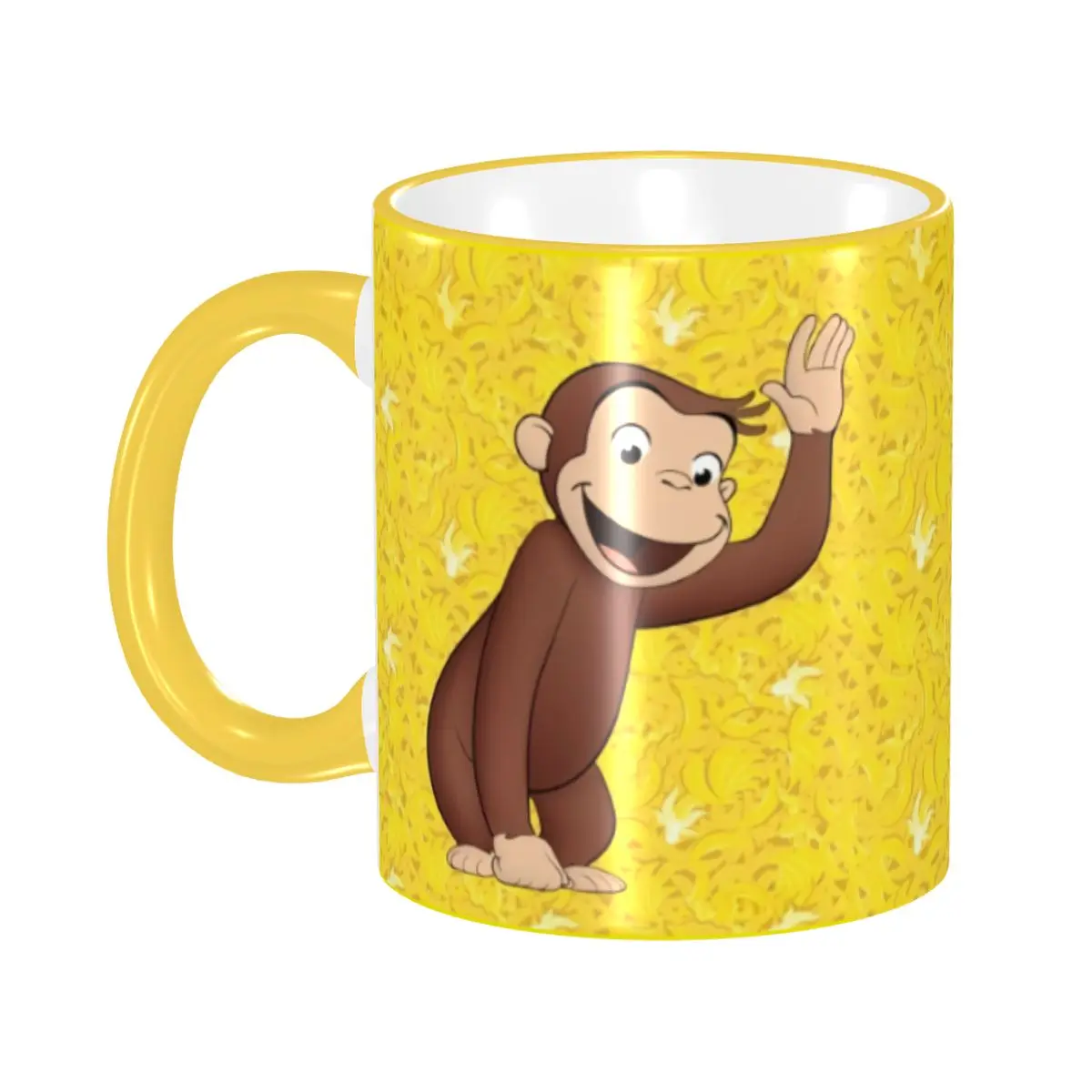 Tasse à café en céramique DIY, motif singe de dessin animé Curious George, cadeau créatif